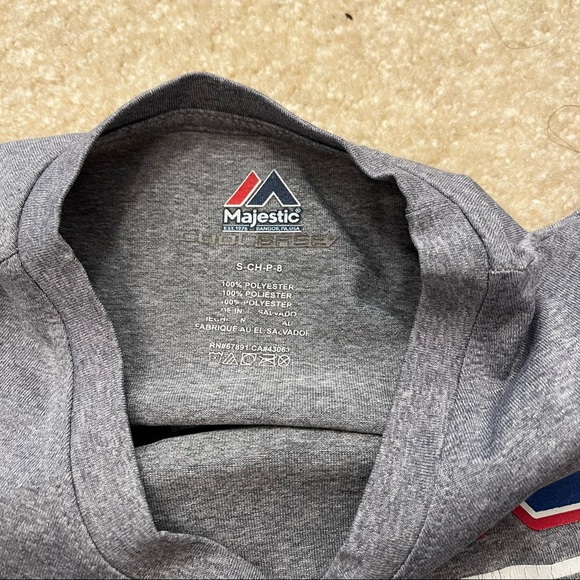 Majestic Chicago Cubs Crew Neck TShirt Youth Small 8 Heather Gray Spell Out - Picture 3 of 7